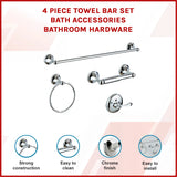4 Piece Towel Bar Set Bath Accessories Bathroom Hardware - Front View