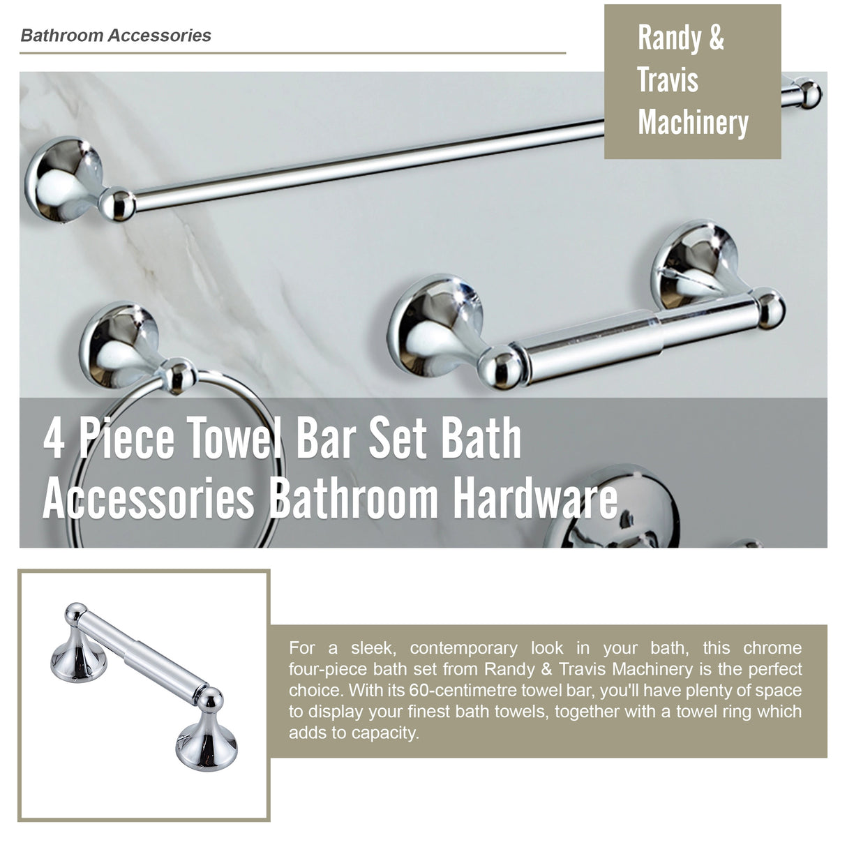4 Piece Towel Bar Set Bath Accessories Bathroom Hardware
