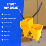 20L Deluxe Mop Wringer Bucket Side Press Janitor Commercial Cleaning - Side View