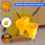 20L Deluxe Mop Wringer Bucket Side Press Janitor Commercial Cleaning