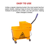 20L Deluxe Mop Wringer Bucket Side Press Janitor Commercial Cleaning - Low Angle