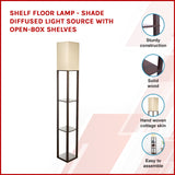 Shelf Floor Lamp - Shade Diffused Light Source with Open-Box Shelves - Side View