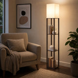 Shelf Floor Lamp - Shade Diffused Light Source with Open-Box Shelves