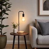 Modern Table lamp Desk Light Timber Base Bedside Bedroom Black