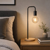 Modern Table lamp Desk Light Timber Base Bedside Bedroom Black - 45-Degree Angle