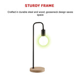 Modern Table lamp Desk Light Timber Base Bedside Bedroom Black - Low Angle