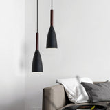 Black Pendant Lighting Kitchen Lamp Modern Pendant Light Bar Wood Ceiling Lights - Side View