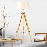 Modern Floor Lamp Wood Tripod Home Bedroom Reading Light 145cm - Side View
