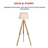 Modern Floor Lamp Wood Tripod Home Bedroom Reading Light 145cm