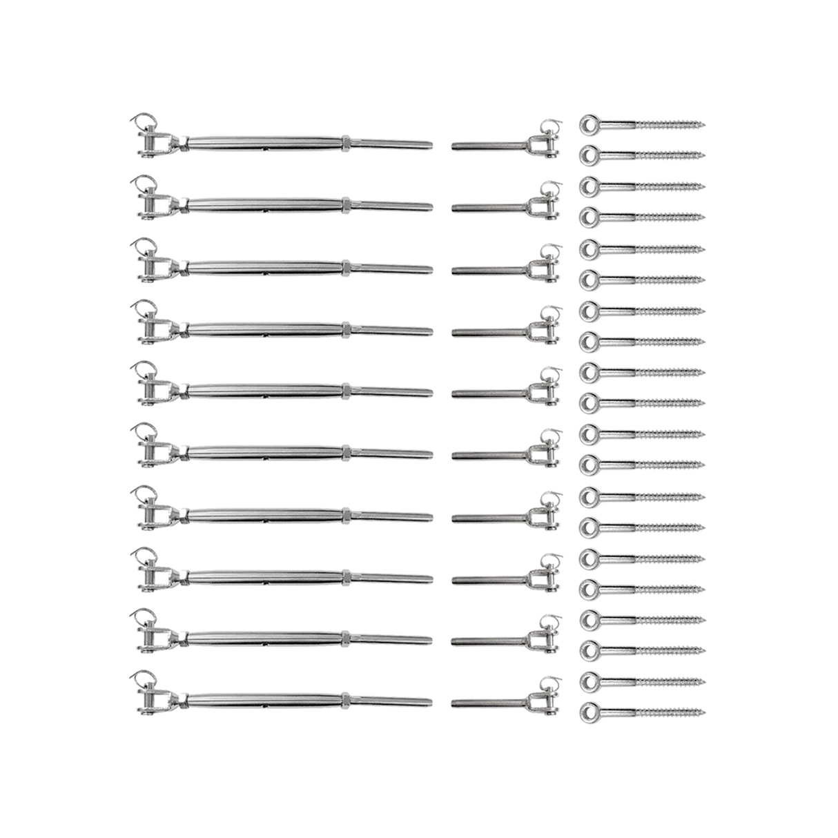Stainless Steel Wire Rope DIY Balustrade Kit Jaw/Swage Fork Turnbuckle - 10 pack