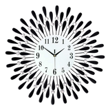 Large Modern 3D Crystal Wall Clock Luxury Art Metal Round Home Decor - Side View