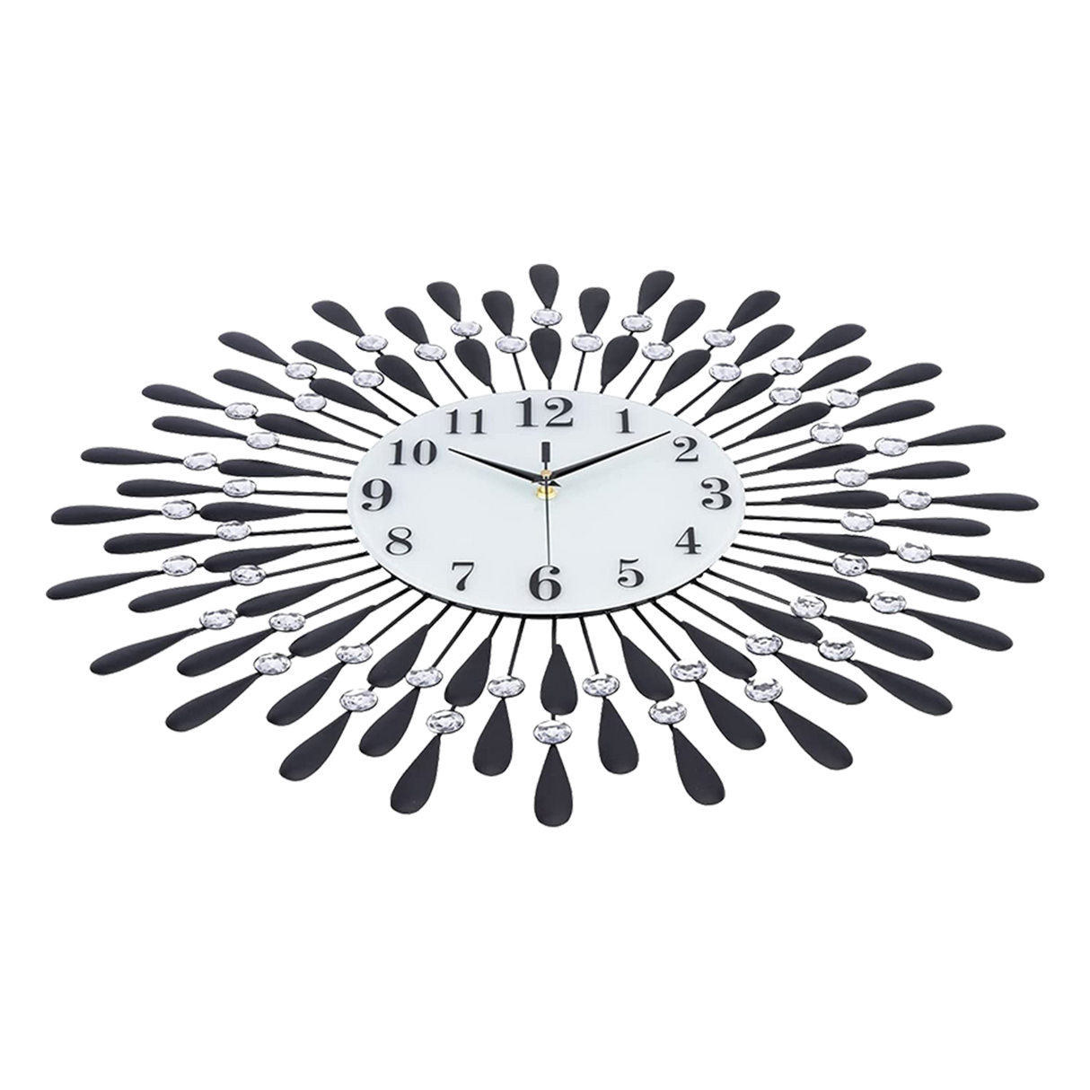 Large Modern 3D Crystal Wall Clock Luxury Art Metal Round Home Decor