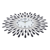 Large Modern 3D Crystal Wall Clock Luxury Art Metal Round Home Decor - 45-Degree Angle