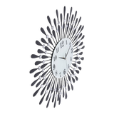 Large Modern 3D Crystal Wall Clock Luxury Art Metal Round Home Decor - Rear View