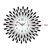 Large Modern 3D Crystal Wall Clock Luxury Art Metal Round Home Decor - Low Angle