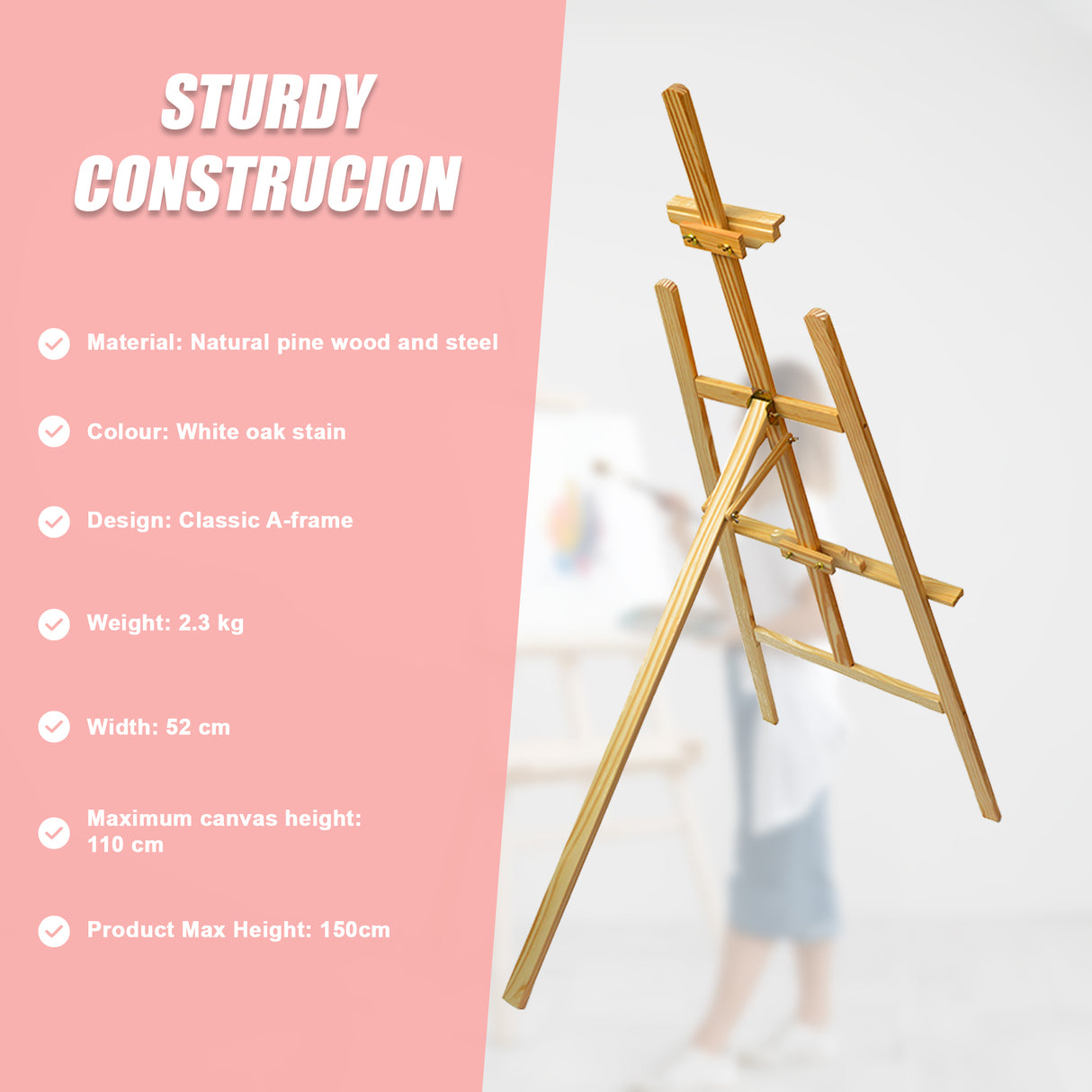 Pine Wood Easel Artist Art Display Painting Shop Tripod Stand Wedding
