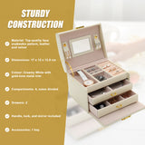 Jewellery Storage Box Girls Rings Necklaces Display Organiser Storage Case - Extra Image