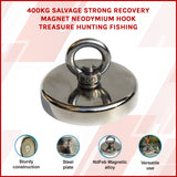 400Kg Salvage Strong Recovery Magnet Neodymium Hook Treasure Hunting Fishing - Front View