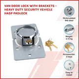 Van Door Lock With Brackets - Heavy Duty Security Vehicle Hasp Padlock