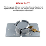 Van Door Lock With Brackets - Heavy Duty Security Vehicle Hasp Padlock - Close-Up Angle