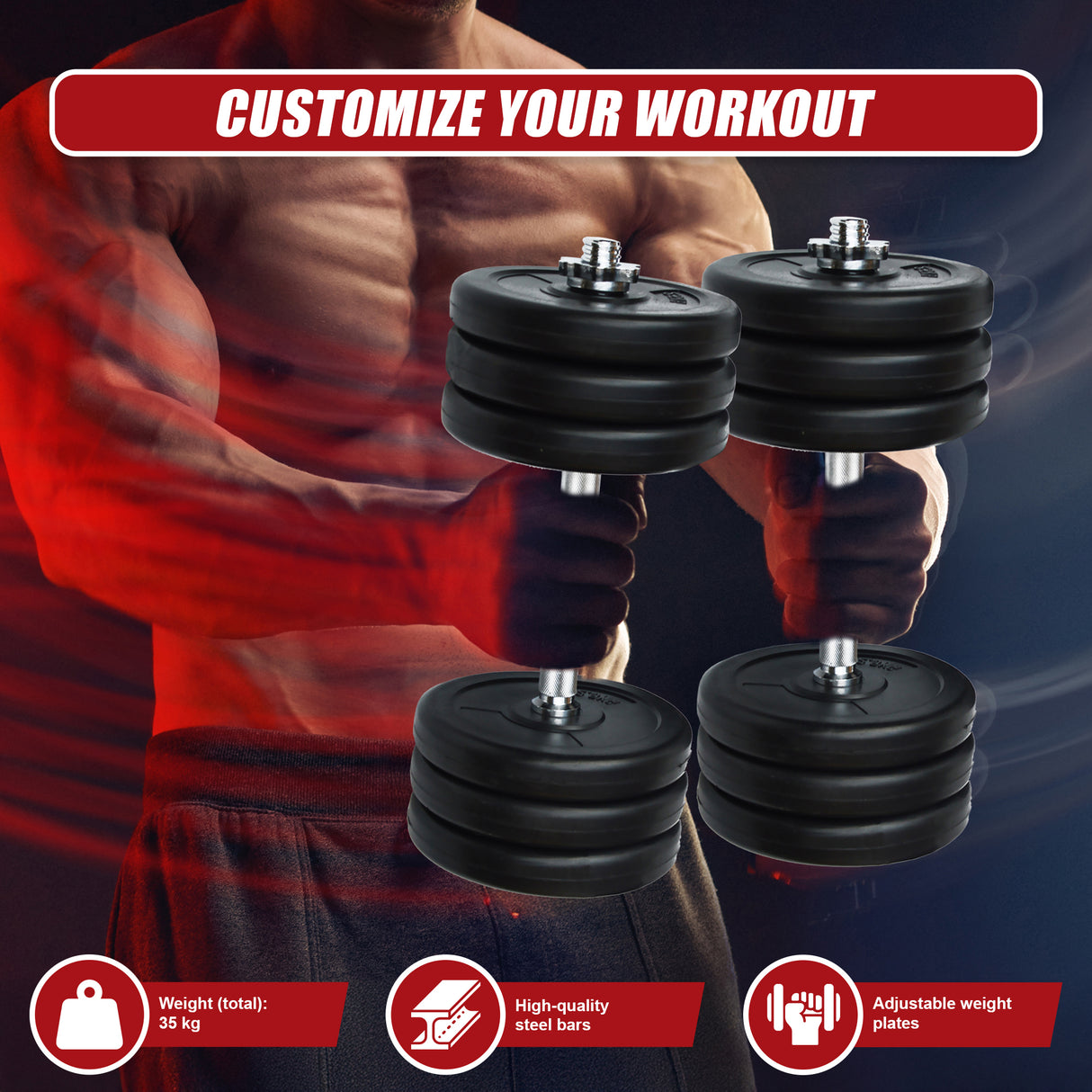 35KG Dumbbell Adjustable Weight Set