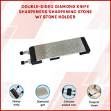 Double-Sided Diamond Knife Sharpeners Sharpening Stone W/ Stone Holder - Front View
