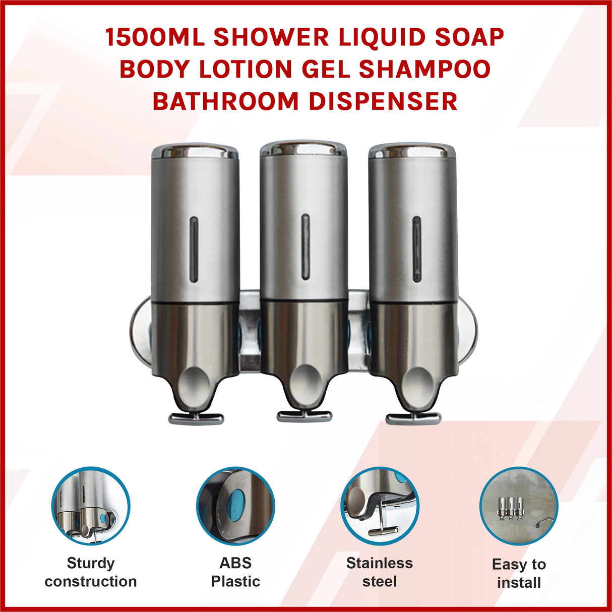 1500ml Shower Liquid Soap Body Lotion Gel Shampoo Bathroom Dispenser
