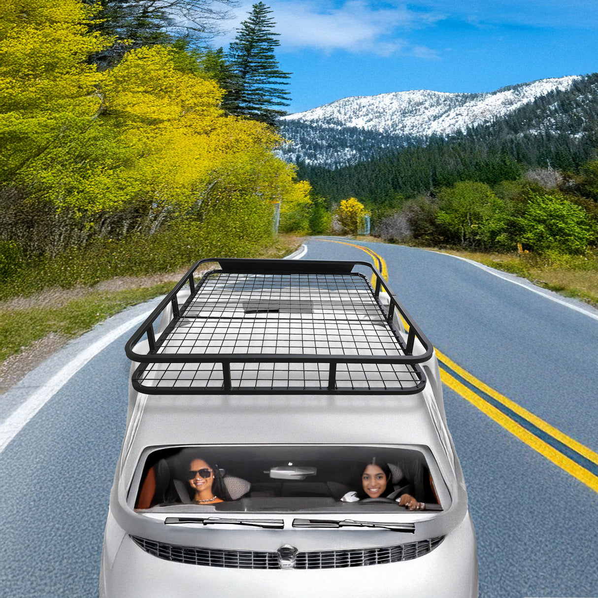 Universal Roof Rack Basket - Car Luggage Carrier Steel Cage Vehicle Cargo