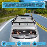 Universal Roof Rack Basket - Car Luggage Carrier Steel Cage Vehicle Cargo - Low Angle