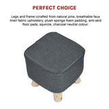 Fabric Ottoman Foot Stool Rest Pouffe Footstool Wood Storage Padded Seat - Extra Image