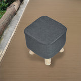 Fabric Ottoman Foot Stool Rest Pouffe Footstool Wood Storage Padded Seat - Rear View