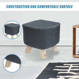 Fabric Ottoman Foot Stool Rest Pouffe Footstool Wood Storage Padded Seat - Low Angle