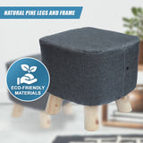 Fabric Ottoman Foot Stool Rest Pouffe Footstool Wood Storage Padded Seat - Extra Image