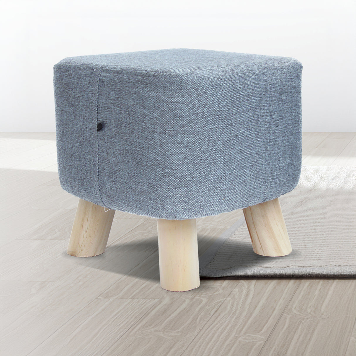 Fabric Ottoman Foot Stool Rest Pouffe Footstool Wood Storage Padded Seat
