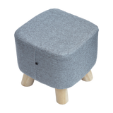 Fabric Ottoman Foot Stool Rest Pouffe Footstool Wood Storage Padded Seat - Side View