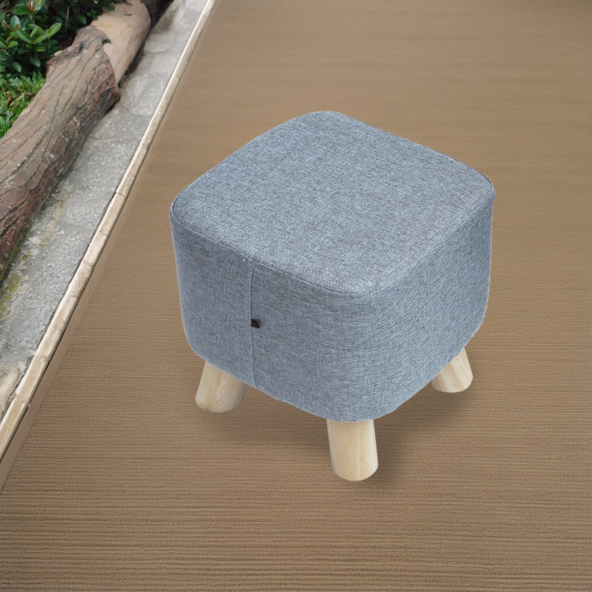 Fabric Ottoman Foot Stool Rest Pouffe Footstool Wood Storage Padded Seat