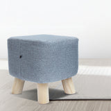 Fabric Ottoman Foot Stool Rest Pouffe Footstool Wood Storage Padded Seat - Close-Up Angle