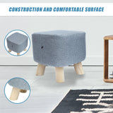 Fabric Ottoman Foot Stool Rest Pouffe Footstool Wood Storage Padded Seat - Low Angle