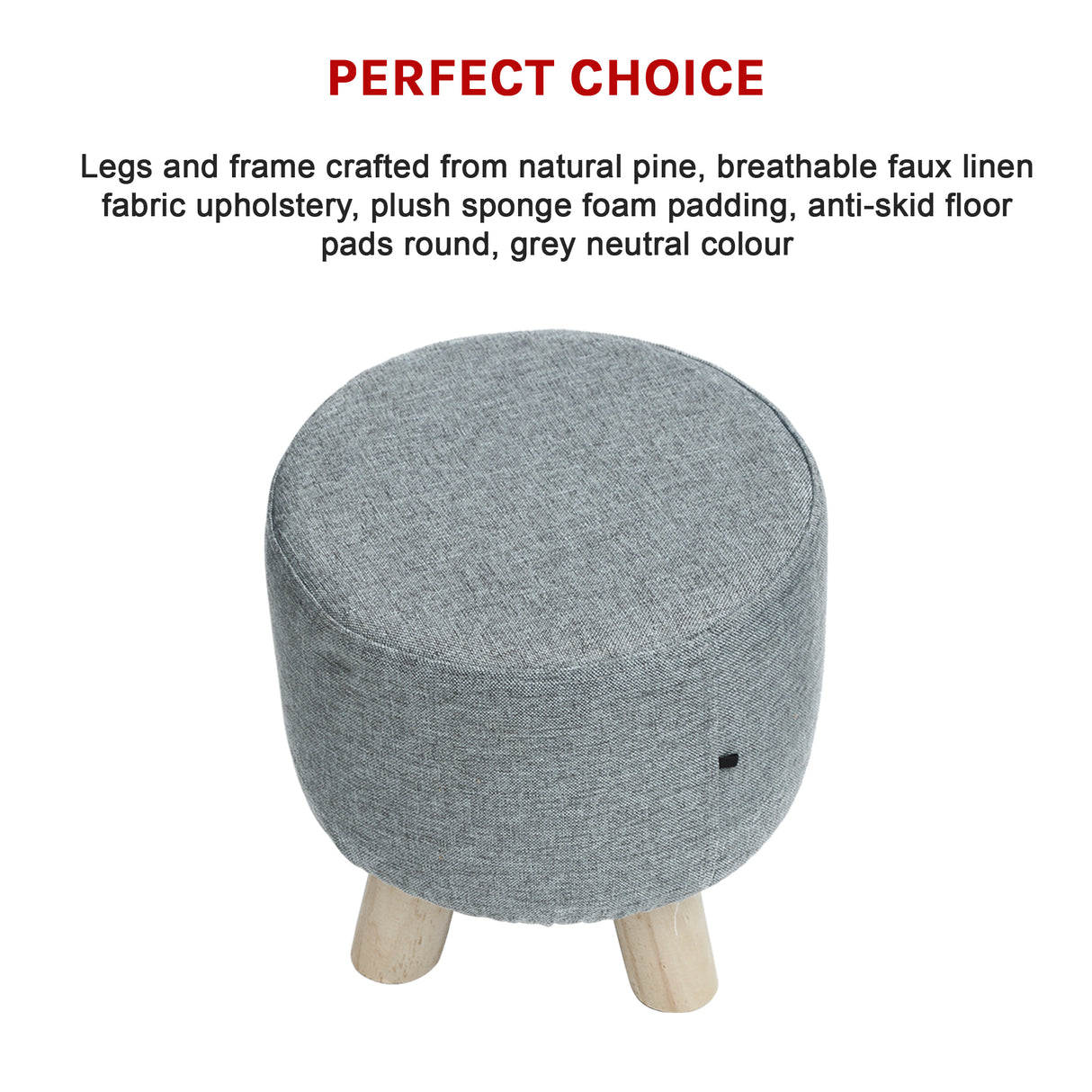 Fabric Ottoman Foot Stool Rest Pouffe Footstool Wood Storage Padded Seat