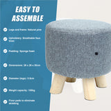 Fabric Ottoman Foot Stool Rest Pouffe Footstool Wood Storage Padded Seat - Extra Image