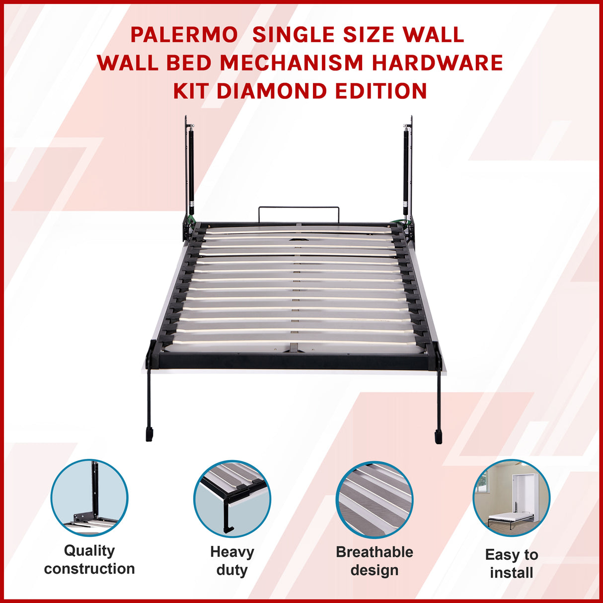 Palermo Single Size Wall Bed Mechanism Hardware Kit Diamond Edition