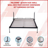 Palermo Queen Size Wall Bed Mechanism Hardware Kit Diamond Edition - Front View