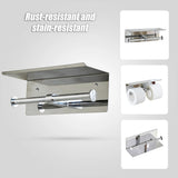 Stainless Steel Double Toilet Paper Holder Towel Roll Tissue Rack Storage Shelf