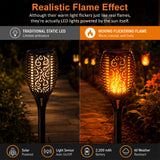 10 Pack Solar Torch Lights 96 LED Flickering Lighting Dancing Flame Garden Lamp - Side View