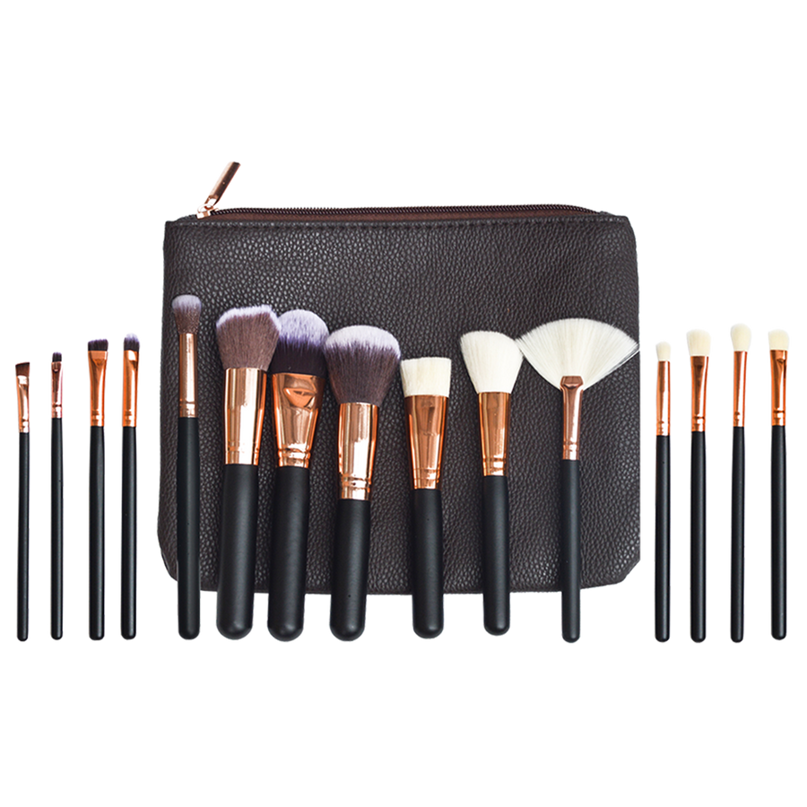 Soft 15Pcs Pro Face Powder Makeup Brushes Set Eyeshader Blending Highlight Tools