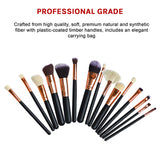 Soft 15Pcs Pro Face Powder Makeup Brushes Set Eyeshader Blending Highlight Tools - Top-Down View