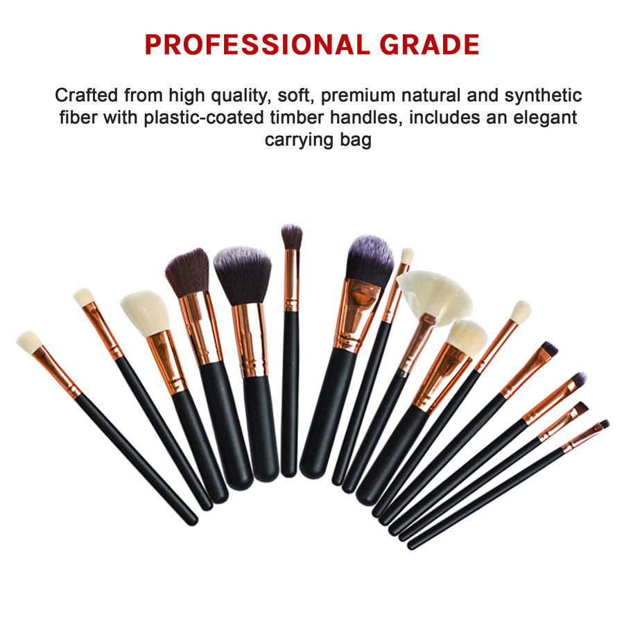 Soft 15Pcs Pro Face Powder Makeup Brushes Set Eyeshader Blending Highlight Tools