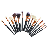 Soft 15Pcs Pro Face Powder Makeup Brushes Set Eyeshader Blending Highlight Tools - Rear View
