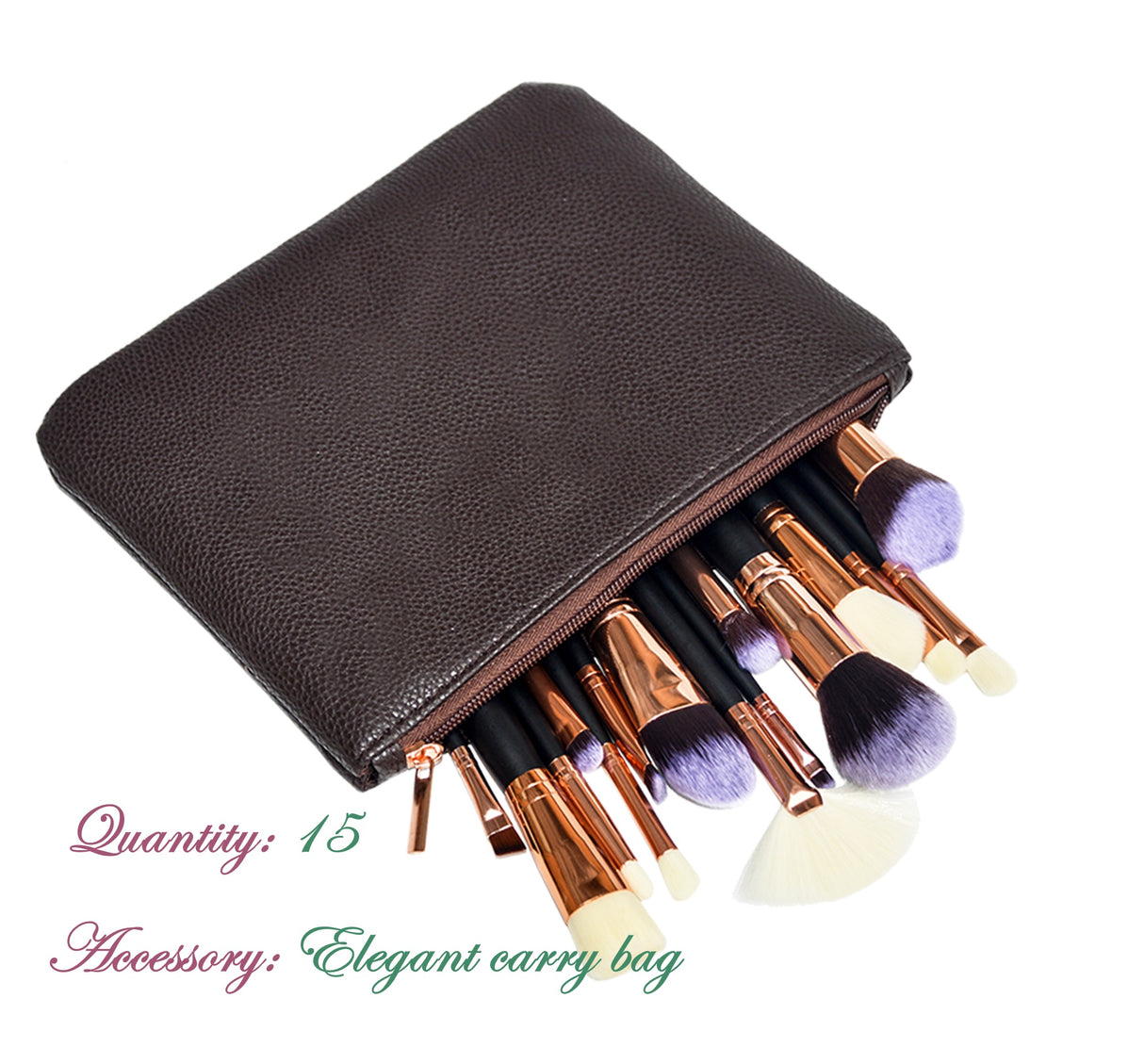 Soft 15Pcs Pro Face Powder Makeup Brushes Set Eyeshader Blending Highlight Tools
