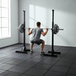 Adjustable Squat Rack Pair Steel Barbell Bench Press Stands Gym Home